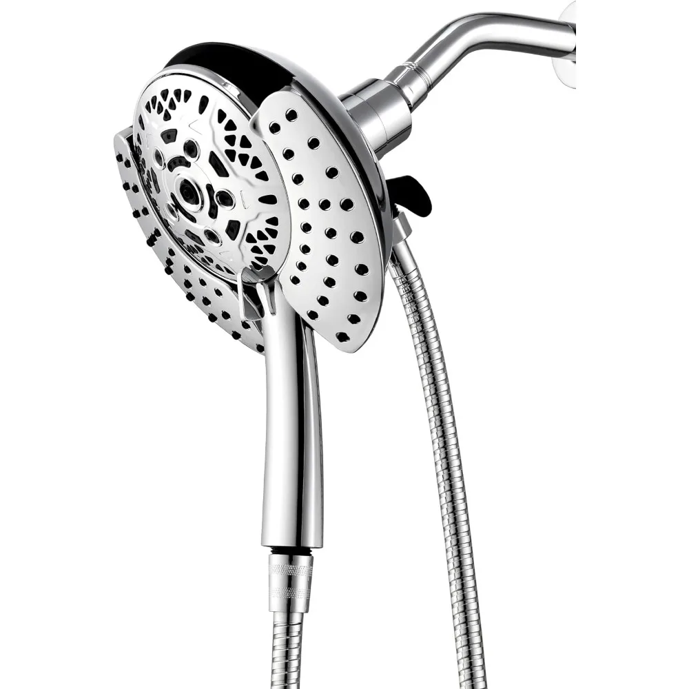 Dual Function Shower Head: High Pressure Handheld and Rainfall Shower with 59 Rotating Spray Settings