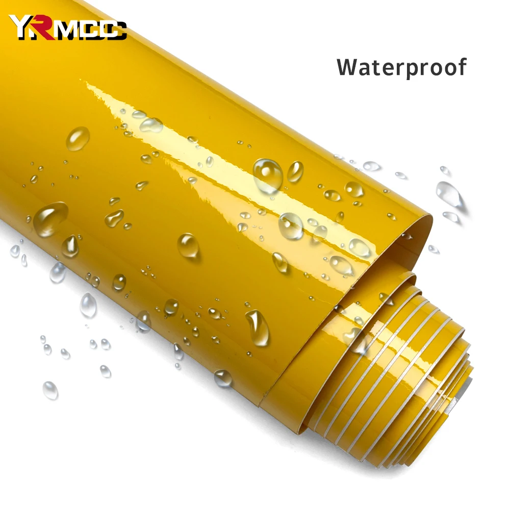1mx1/2/3m Vinyl Wrap Car Body Films Glossy Auto Outdoor Accessories Custom Size Yellow Vehicle Decoration Motorcycles Stickers