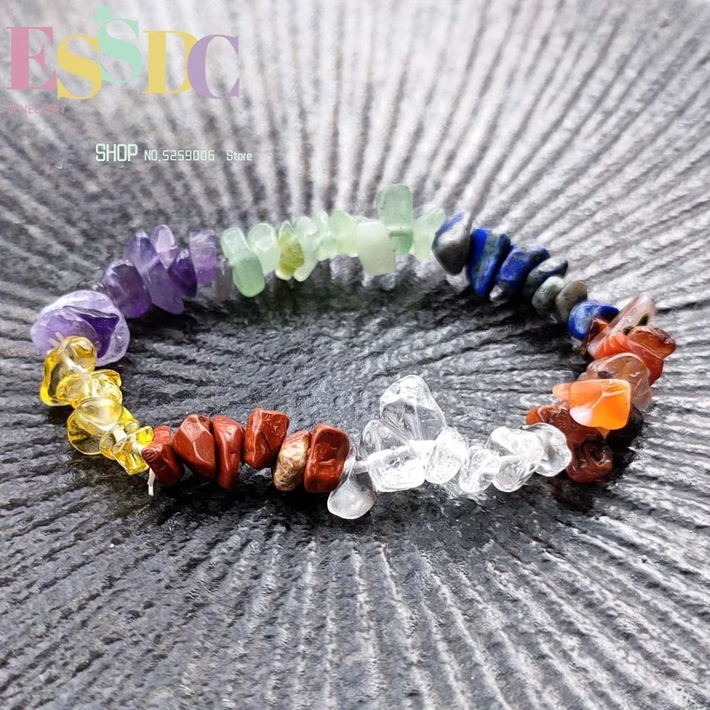 Natural Crystal Semi Precious Stone Transfer Colorful Bracelet Simple Agate Jade Beads Yoga Fashion Jewelry Women's Elastic
