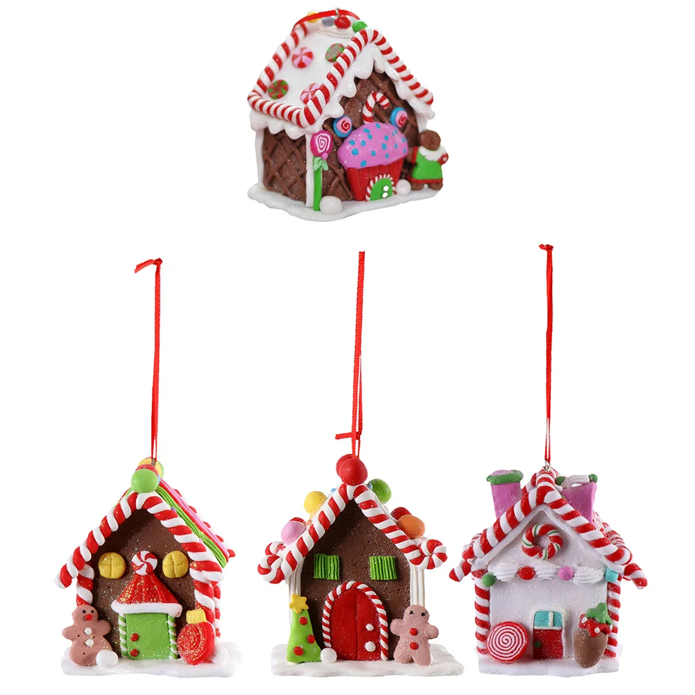 

4Pcs Christmas Candy Decoration Polymer Clay Ornament Mini Desktop Adornment Holiday Party Gift Shopwindow Ornament