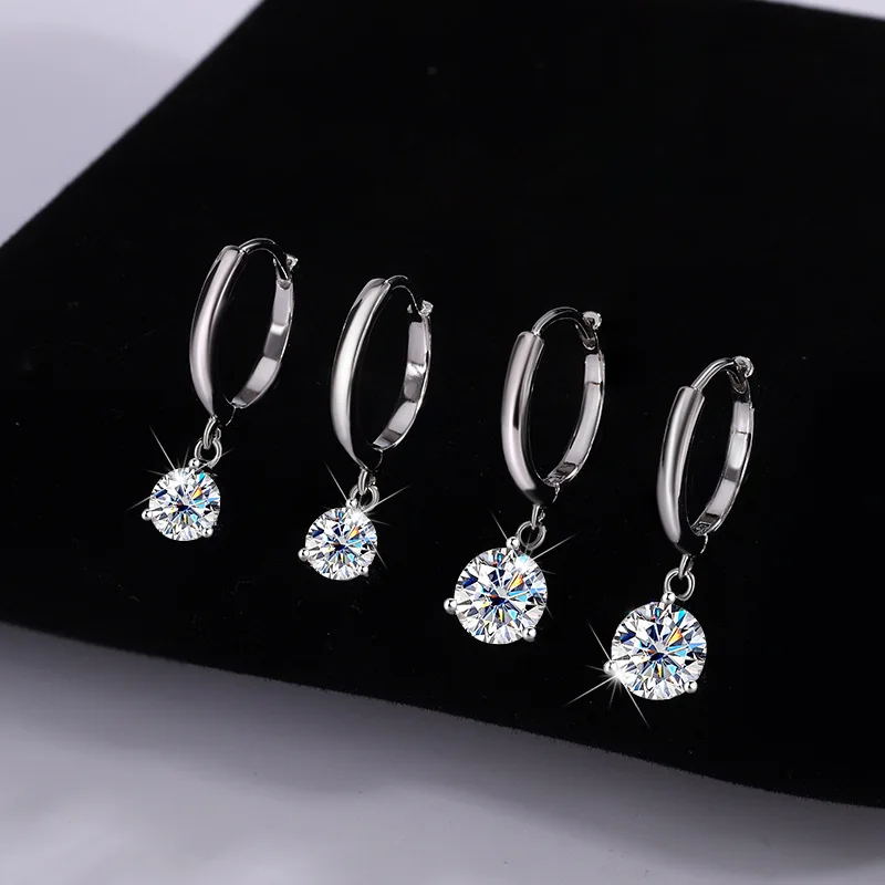 1ct/ 2ct/4ct Moissanite Diamond Earrings S925 Sliver Orginal Drop Earring Wedding Bride Jewelry with Certificate for Women