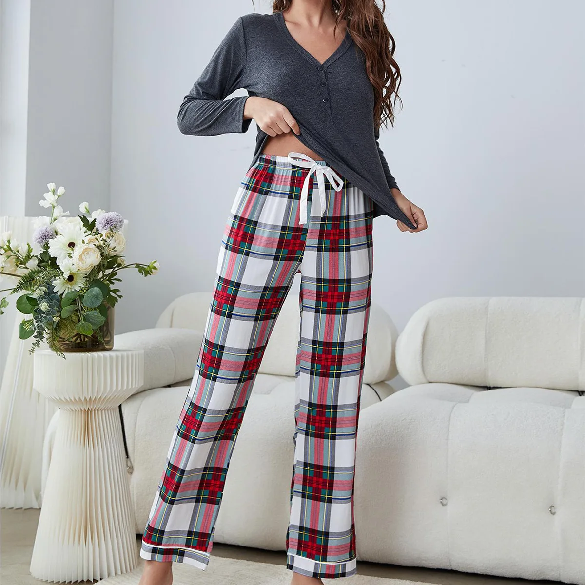 Damen-Pyjama-Sets, Herbst und Winter, lässig, langärmelig, lange Hosen, Loungewear-Anzug, Nachtwäsche, Kleidung für Damen