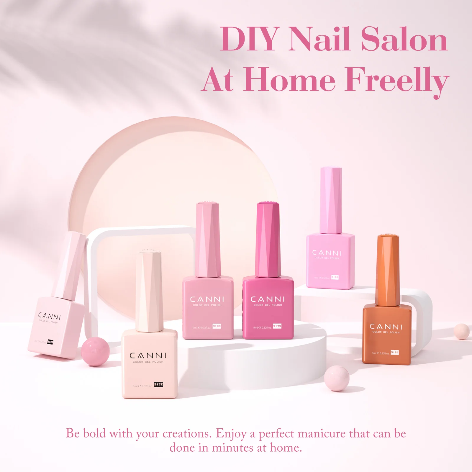 6pcs/kit CANNI TPO FREE Gel Nail Polish Neon Pink Colors High Shine Soak Off UV LED Long Lasting Nail Manicure Nail Art Kit