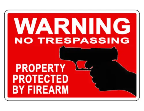 NO TRESPASSING FIREARM SIGN PROPERTY PROTECTED DURABLE ALUMINUM NO RUST  HNG#136