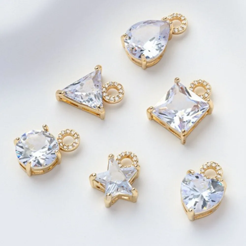 

1 шт. медные подвески 14 К золото цвет геометрический циркон пентаграмма в форме сердца капли воды кулон DIY браслет ожерелье серьги