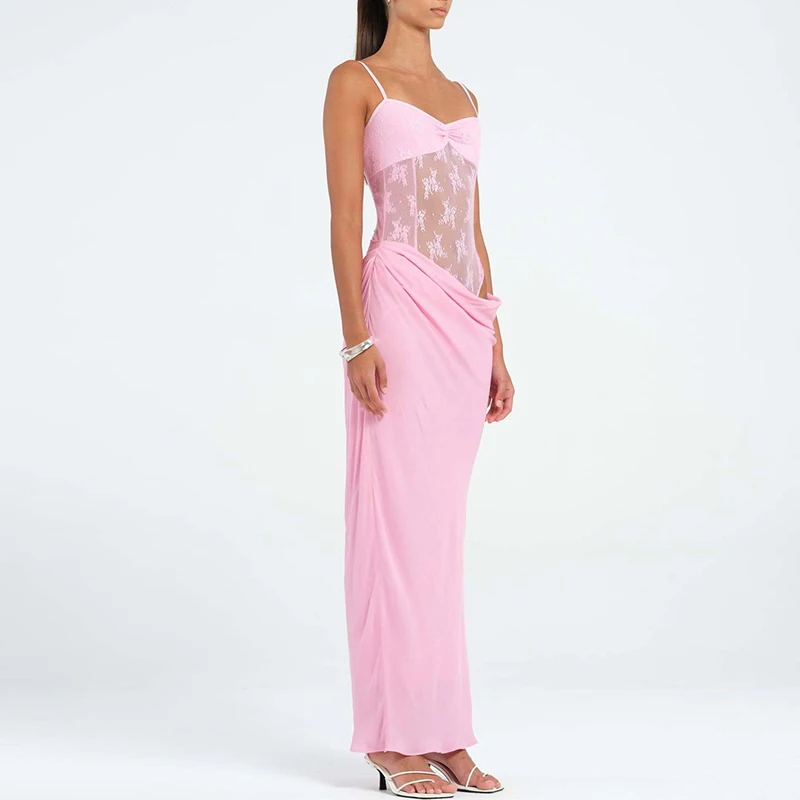 솔리드 컬러 드레이핑 선드레스 패치워크 랩 힙 A라인 버터플라이 레이스 드레스 서스펜더 오프숄더 하이웨이스트 여성 휴가 드레스