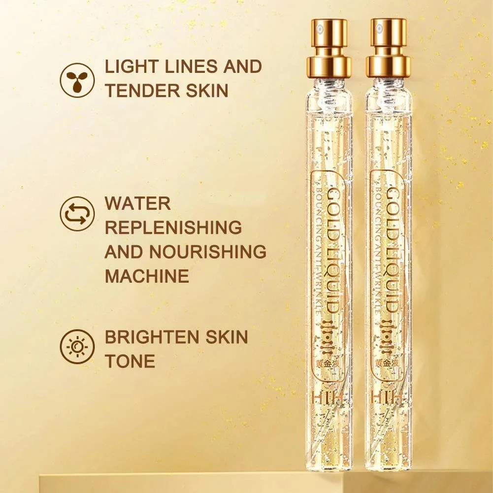 Anti-Aging Smoothing Firming Moisturizing Hyaluronic Skin Care Face Serum Active Collagen Silk Thread 24K Gold Facial Essence