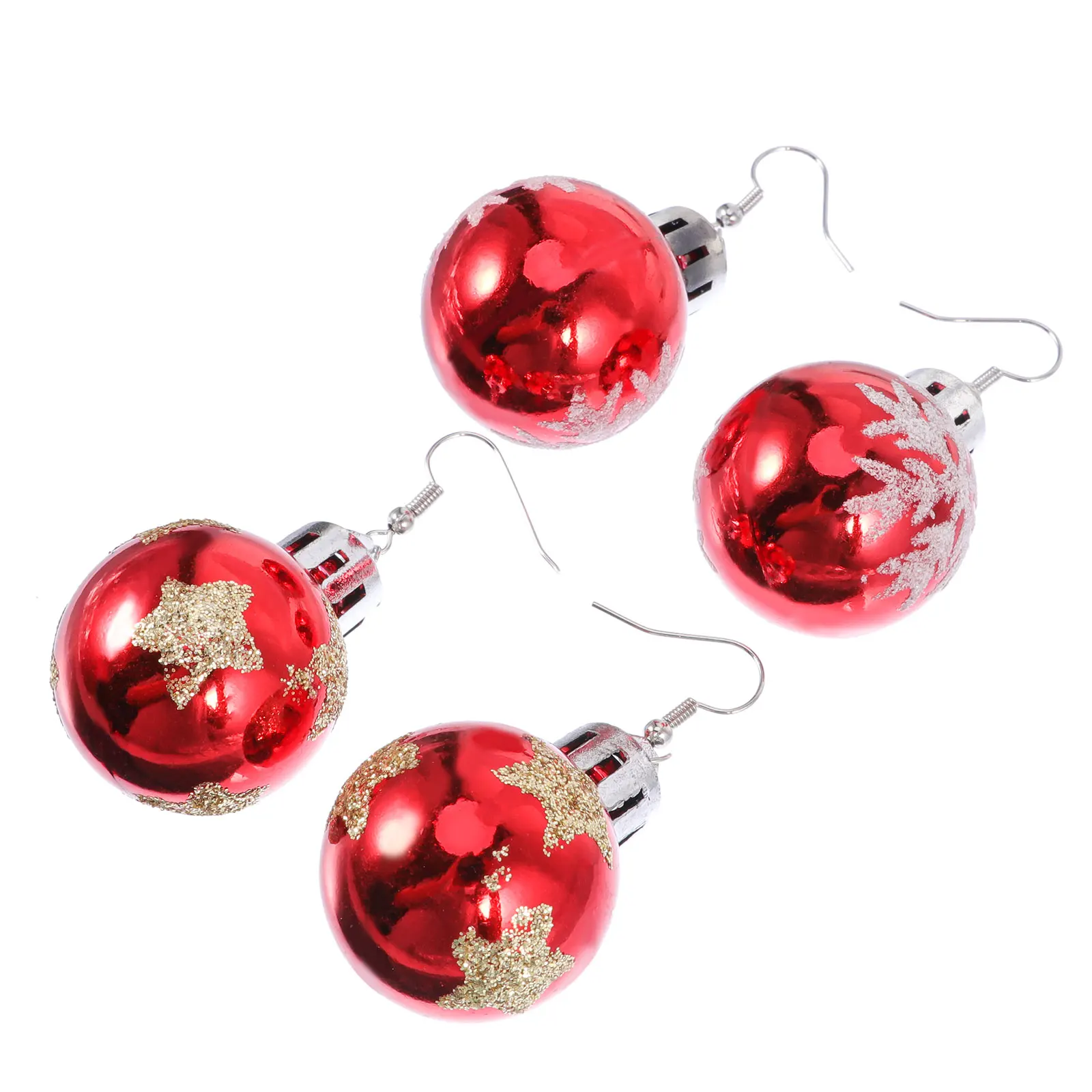

2 Pairs Christmas Earrings Dangle Ear Drop Transparent Baubles Decor Gift Accessories Lightweight Portable