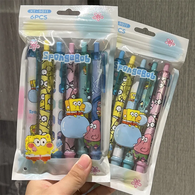 

6pcs SpongeBob SquarePants Lovely Originality New Models Pen Cartoon Good-looking Neutral Pen Student Wholesale of Carbon Pens