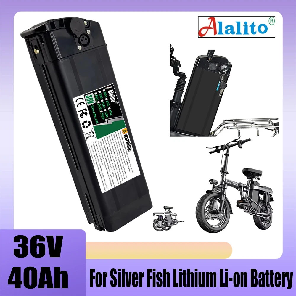 For Silver Fish, 36V 20Ah-50Ah lithium battery pack, compatible with 250W 350W 500W 1000W folding bicycle wheel hub motor