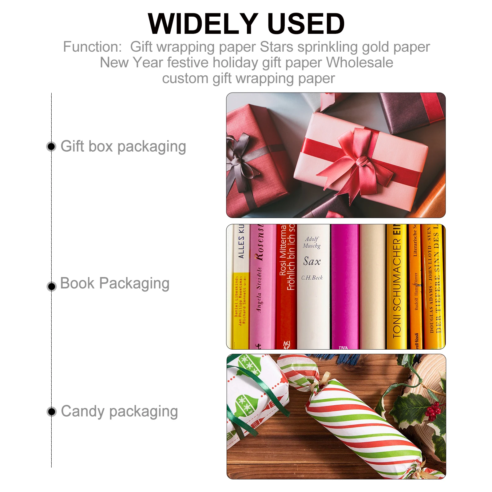 

3Pcs Wrapping Paper for Gift Premium Material Present Wrapping Paper for Xmas Party Wedding Graduation Book Cover Protection