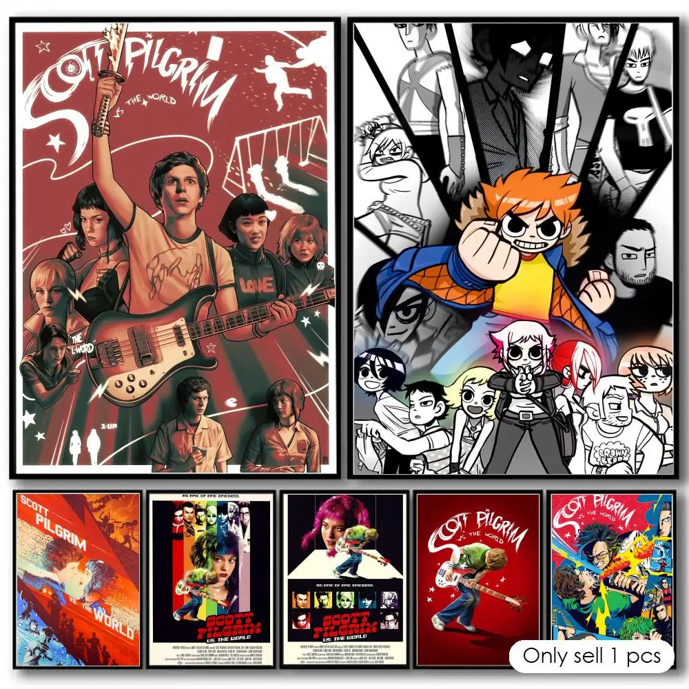 Movie Scott P-Pilgrim VS The World Painting Calligraphy Cotton Canvas Wall Art Poster Quality Decor Painting for Home Decor