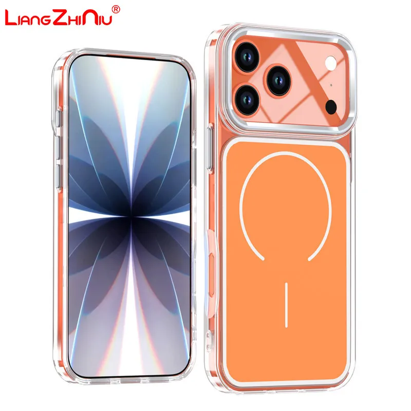 

Магнитный чехол для iPhone 17 16 15 14 13 12 Pro Max Plus, двухцветный, из ТПУ+ПК, с полной защитой 360°, противоударный