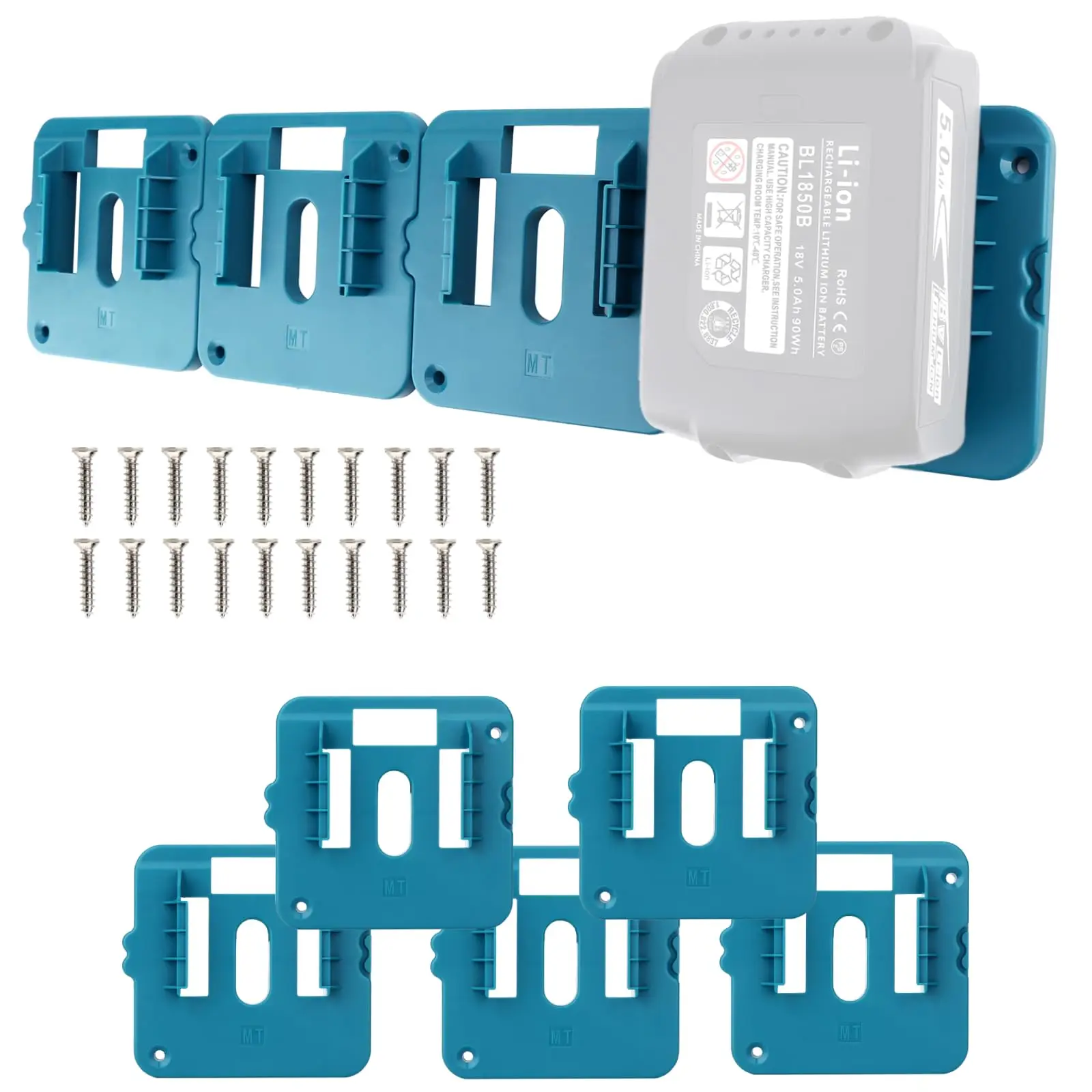 

2/5/10PCS Suitable for Makita 18V Battery Holder,Wall Mount Storage Charging Rack Compatible with BL1840 BL1850 BL1860 Batteries