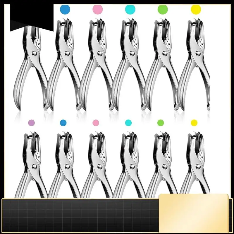 

12Pack 1 Hole Punch 1/4 And 1/8 Inch Single Hole Puncher Metal 5 Sheet Capacity Single Hole Punch Set Paper Punches-N37R
