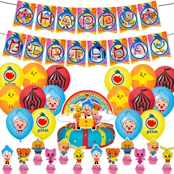 Clown Plim Birthday Party Decoration Plim foil Balloons Latex Balloon Backdrop Banner Cake Topper Baby Shower