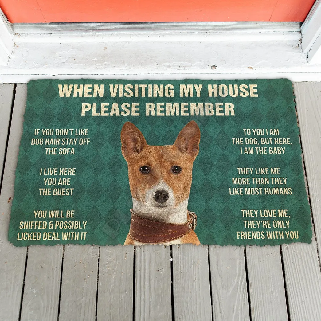 3D Please Remember Basenji Dogs House Rules Custom Doormat Non Slip Door Floor Mats Decor Porch Doormat