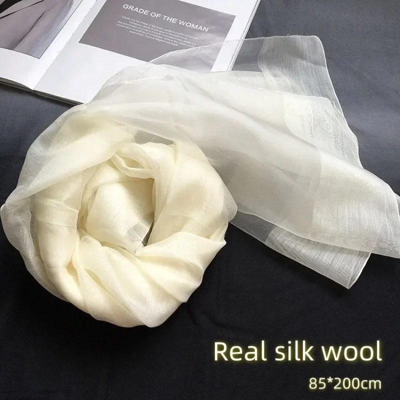 Pure White Plant Dyed Silk Scarf DIY Special Teaching White Embryo Cloth Korean and Japanese Mainstream High-end Scarves