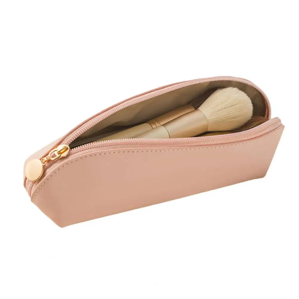 Makeup Brush Bag Cosmetic Bag Portable Faux Leather Makeup Brush Holder Stylish Stationery Pouch with Zipper Closure for Travel