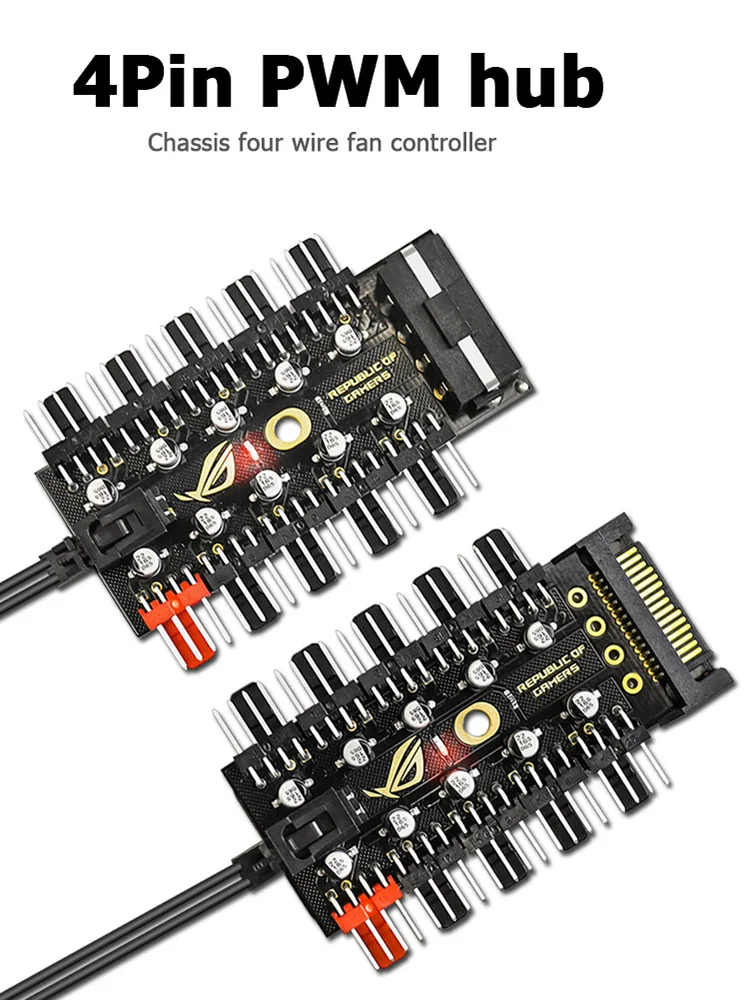 マザーボード1～10 4ピンPWMクーラーファンハブスプリッター拡張12V SATA電源/大型4Dポート供給PCスピードコントローラーアダプター