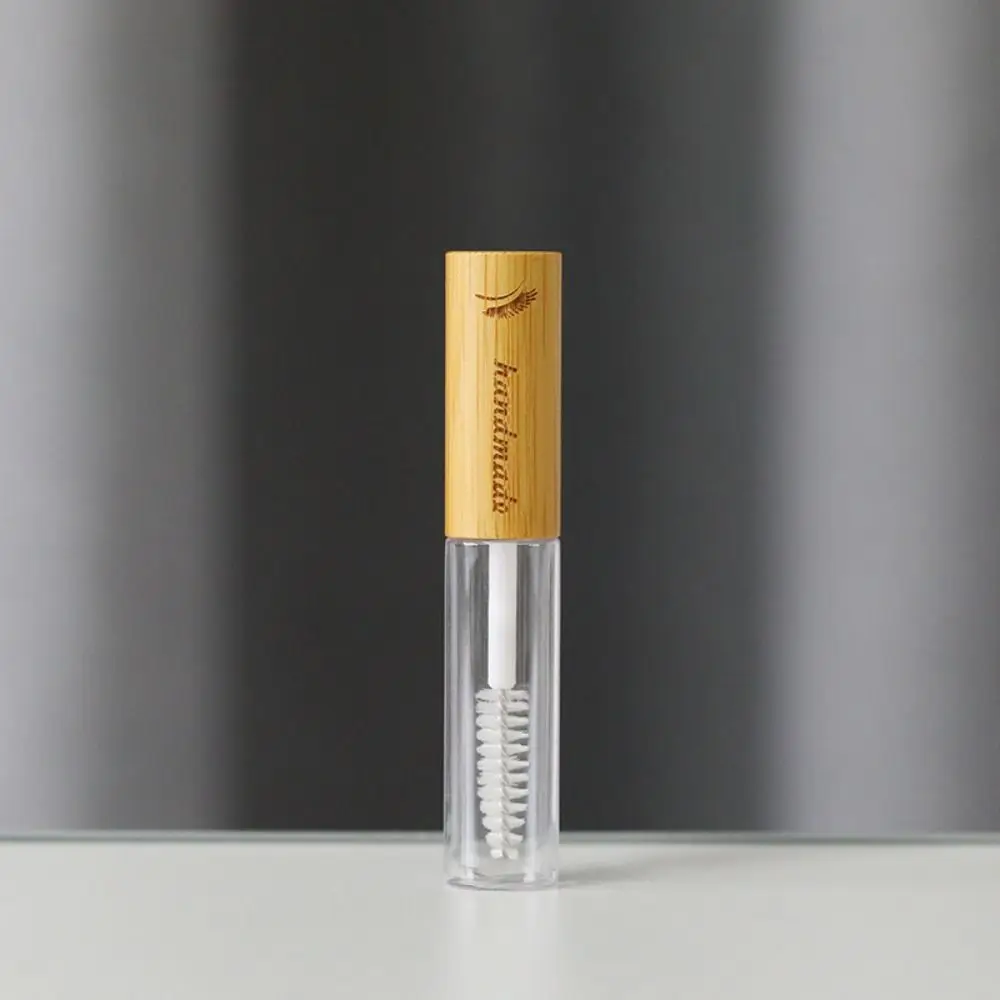 Com escova recipiente de rímel tampa de bambu recipiente cosmético compacto garrafa recarregável embalagem de delineador