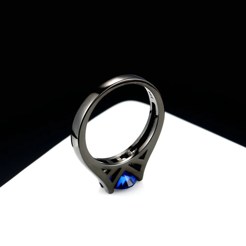 خاتم كريستال دائري للنساء ، خاتم بسيط ، لون اسود وذهبي ، ماركة مجوهرات احتفالية ، هدية DFR621 #6