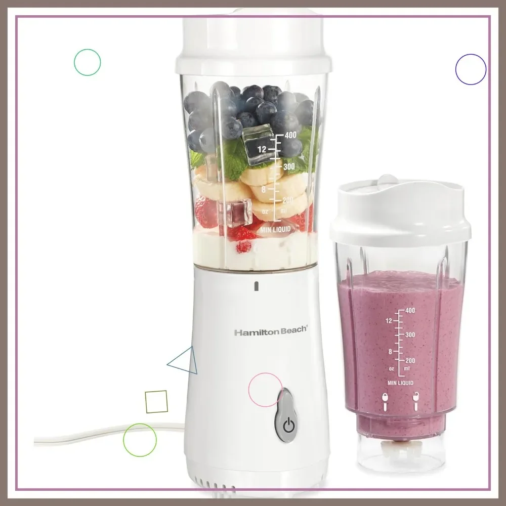 

Portable Blender for Shakes and Smoothies, 14 Oz BPA-Free Travel Cup, Stainless Steel Blades, 2 Jars - White