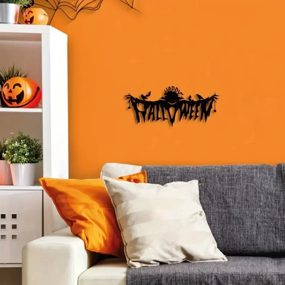 1 stuks stijlvol Halloween-themodecor: coole muurkunst voor binnenwoonkamer. Zwarte klassieke stijl met metalen wandophanging