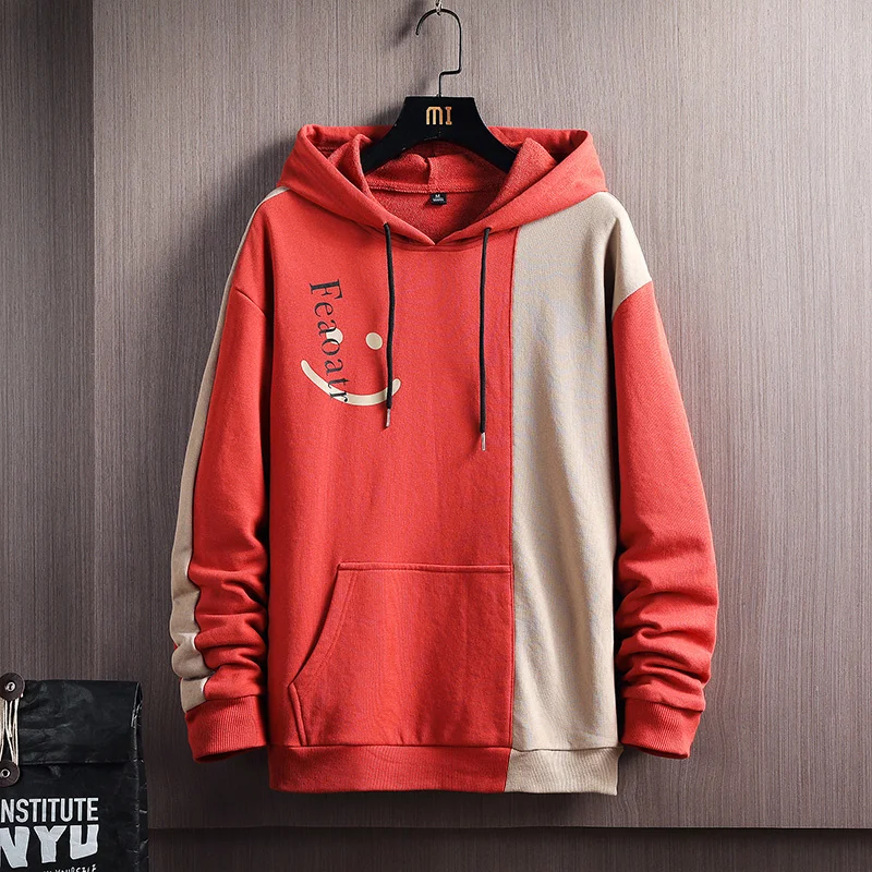 

Fashion 2023 Spring Autumn Men's Hoodies Patchwork Hooded Sweatshirts Hip Hop Pullover Couple Streetwear Tops Plus Size Clothing