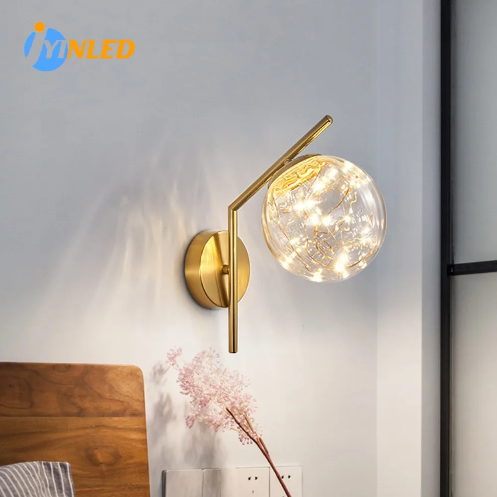 

Nordic Led Wall lamp Postmodern Simple Ball Drop light Corridor Balcony Creative Staircase Bedroom Bedside Wall Light