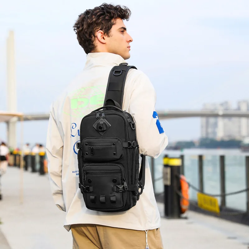 Borsa tattica Ozuko Borsa tattica da esterno con tracolla monospalla Borsa sportiva impermeabile ad alta capacità per uomo