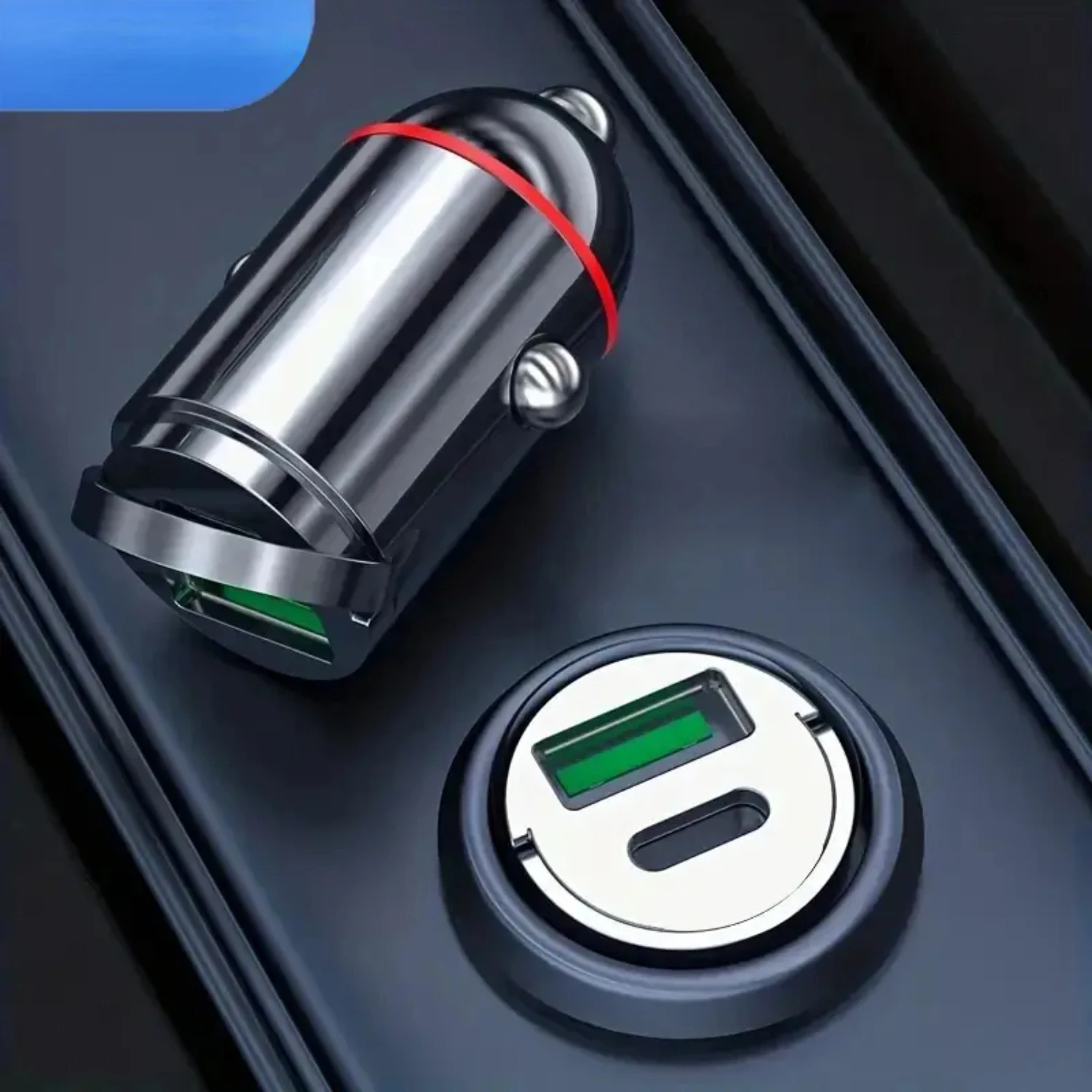 

Car Pull Ring Car Charger PD+usb Fast Charge Mini Hidden 66W Flash Charge Multi- Car Charger Car