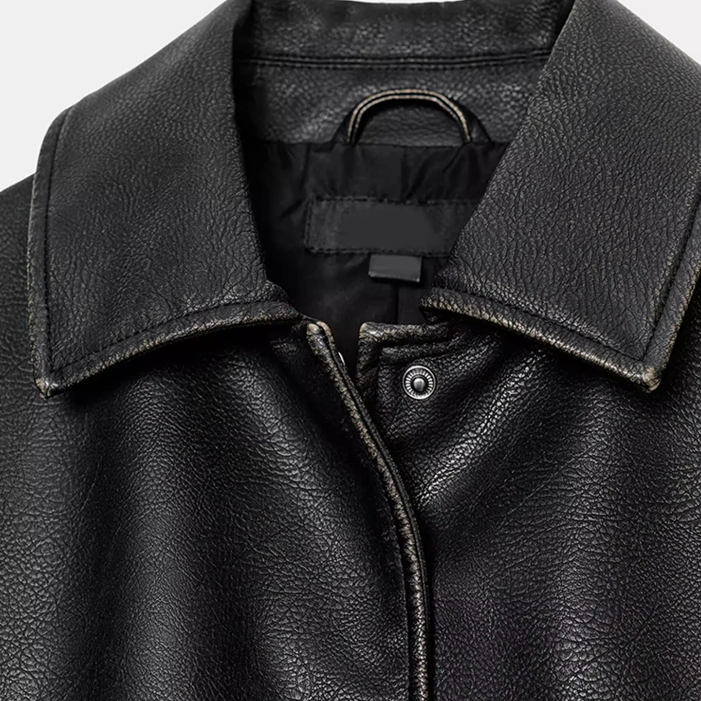 심플한 퍼스널리 가죽 재킷 여성용 아우터웨어 2025 가을 스탠드 핏 롱 슬리브 지퍼 클로저 데일리 웨어