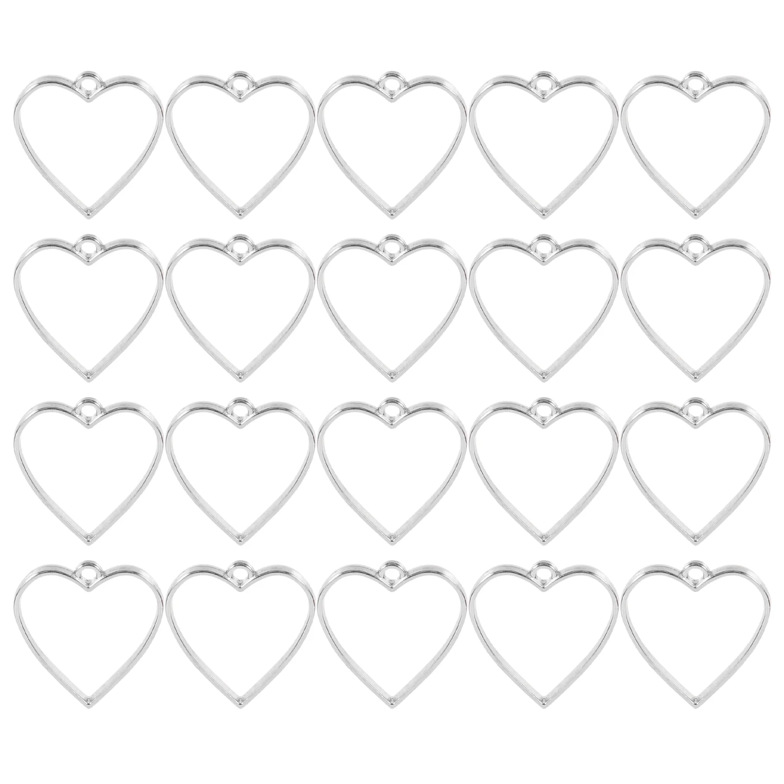 20 Pcs Jewelry Making Charms Heart Pendant Border Necklace DIY Handicraft Vintage Alloy Handmade