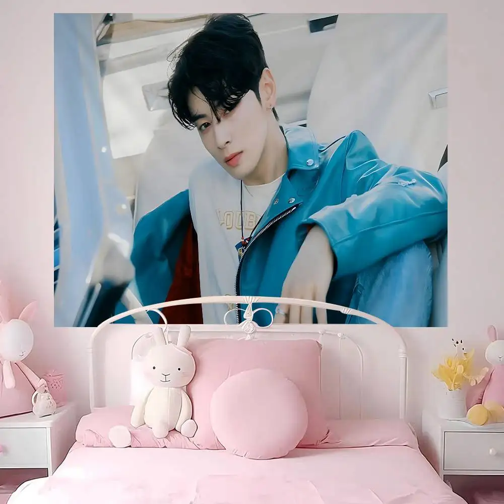 Kpop A-Astro Cha Eun Woo Chart Tapestry Art Science Fiction Room Home Decor Cheap Hippie Wall Hanging
