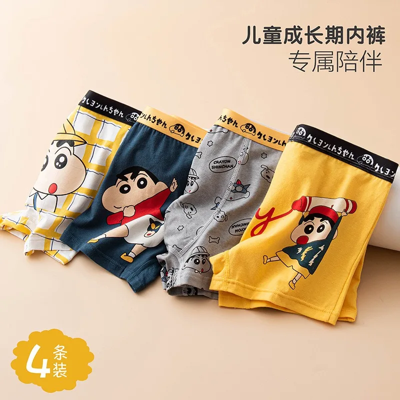 4Pcs/lot Miniso Crayon Shin-chan Children Underpant New Marvel Series Cool Breathable Brie Boy Underwear Cotton Boxer Shorts