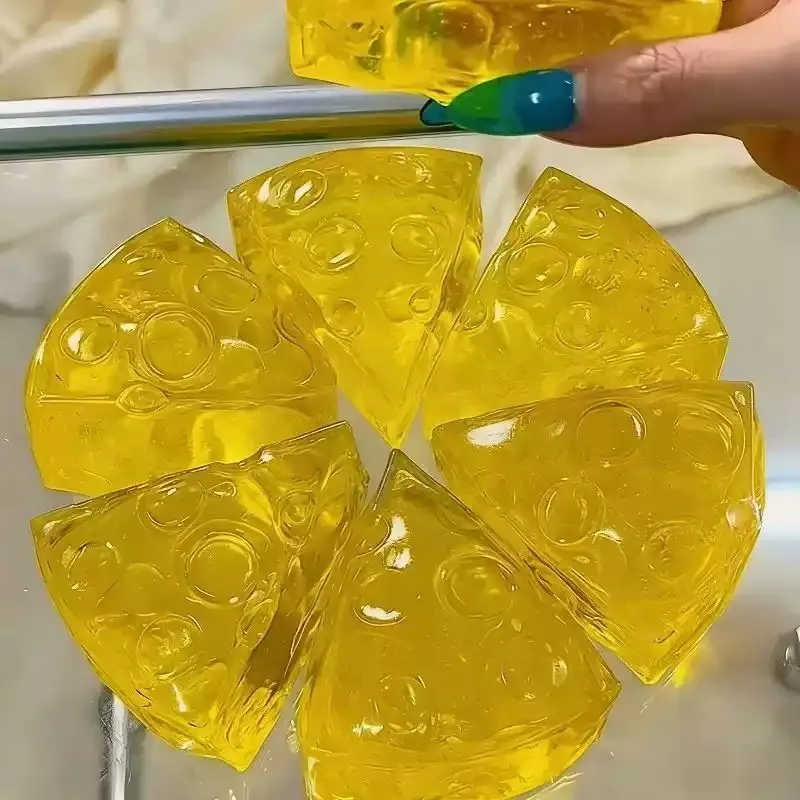 Super Soft Transparent Cheese Squishy Fidget Toy Honey Mochi Squeeze Sensory Toy Stress & Anxiety Relief Fun Desktop Toy Gift