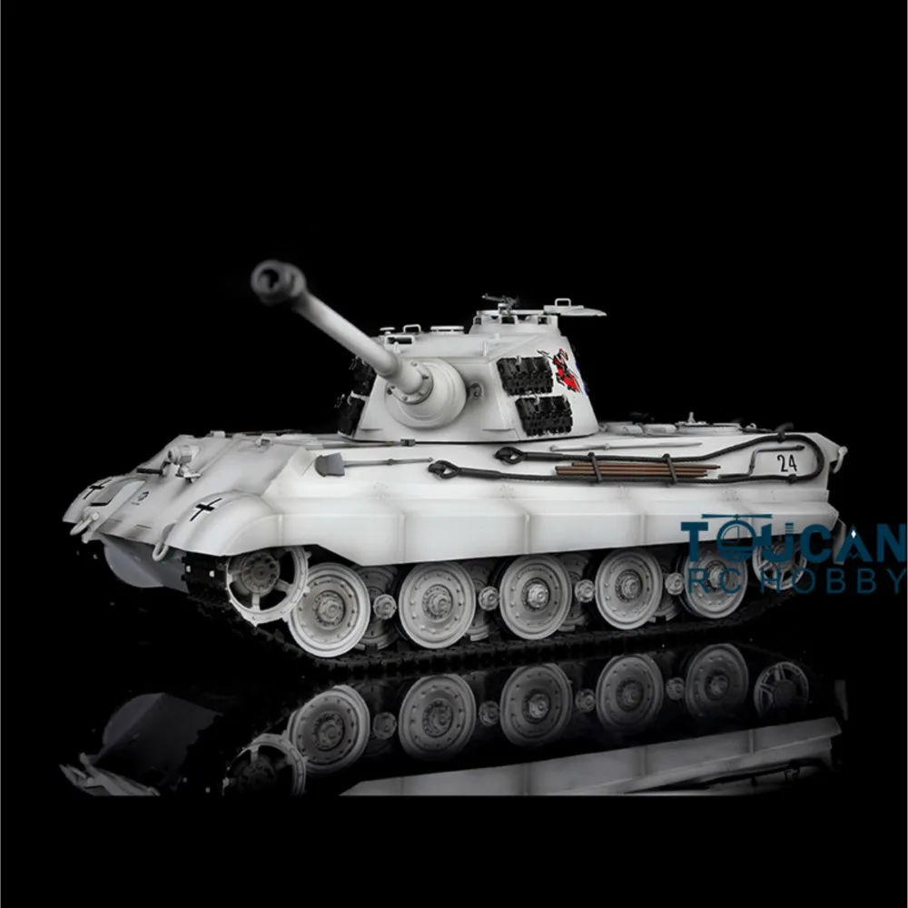 Henglong 1/16 Snow 7,0 tanque de plástico alemán King Tiger RC 3888A 360 torreta giratoria batalla infrarroja TH17547-SMT7