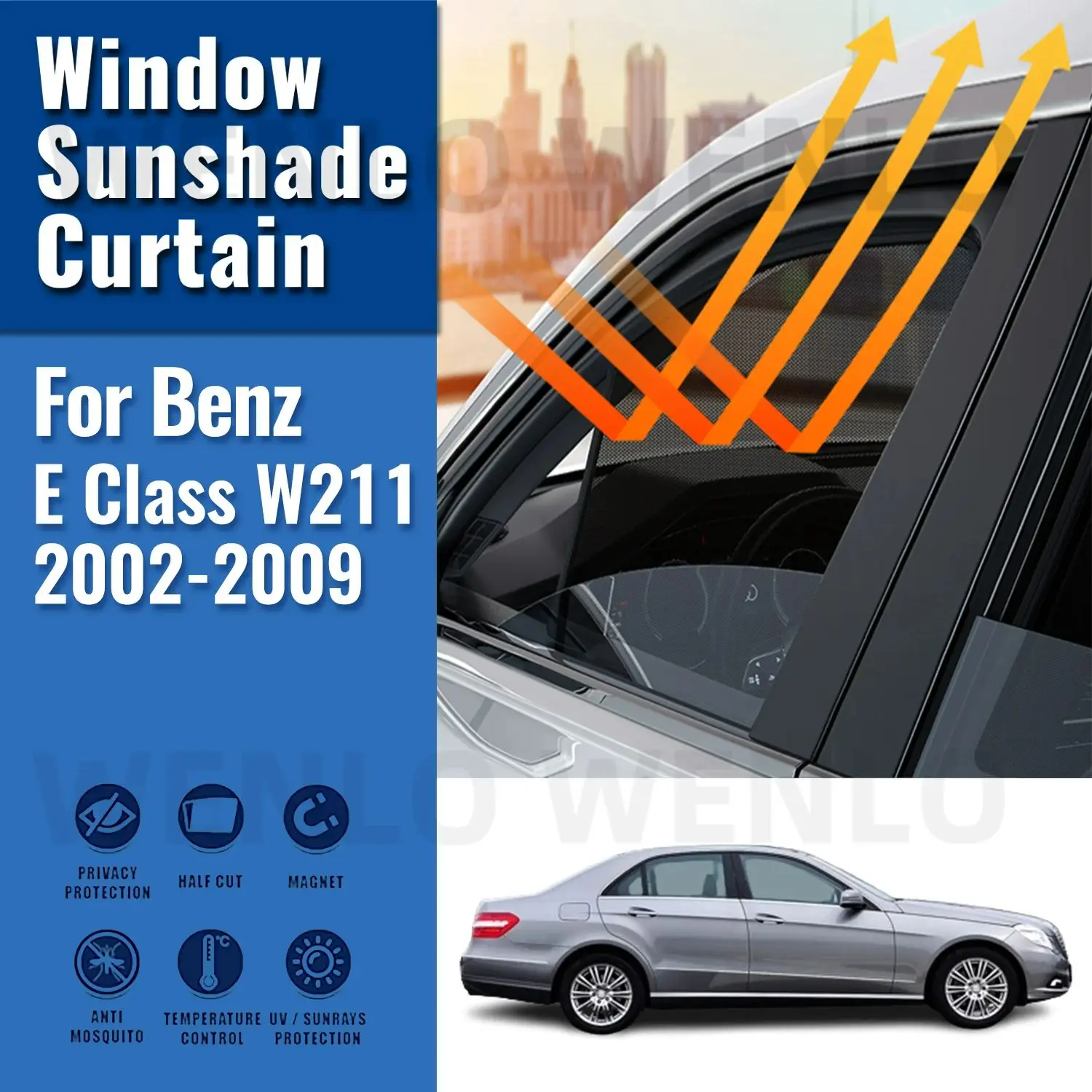 

For Mercedes Benz E Class W211 2002-2009 Car Sunshade Customized Side Window Curtain Sun Shield Visor Front Windshield