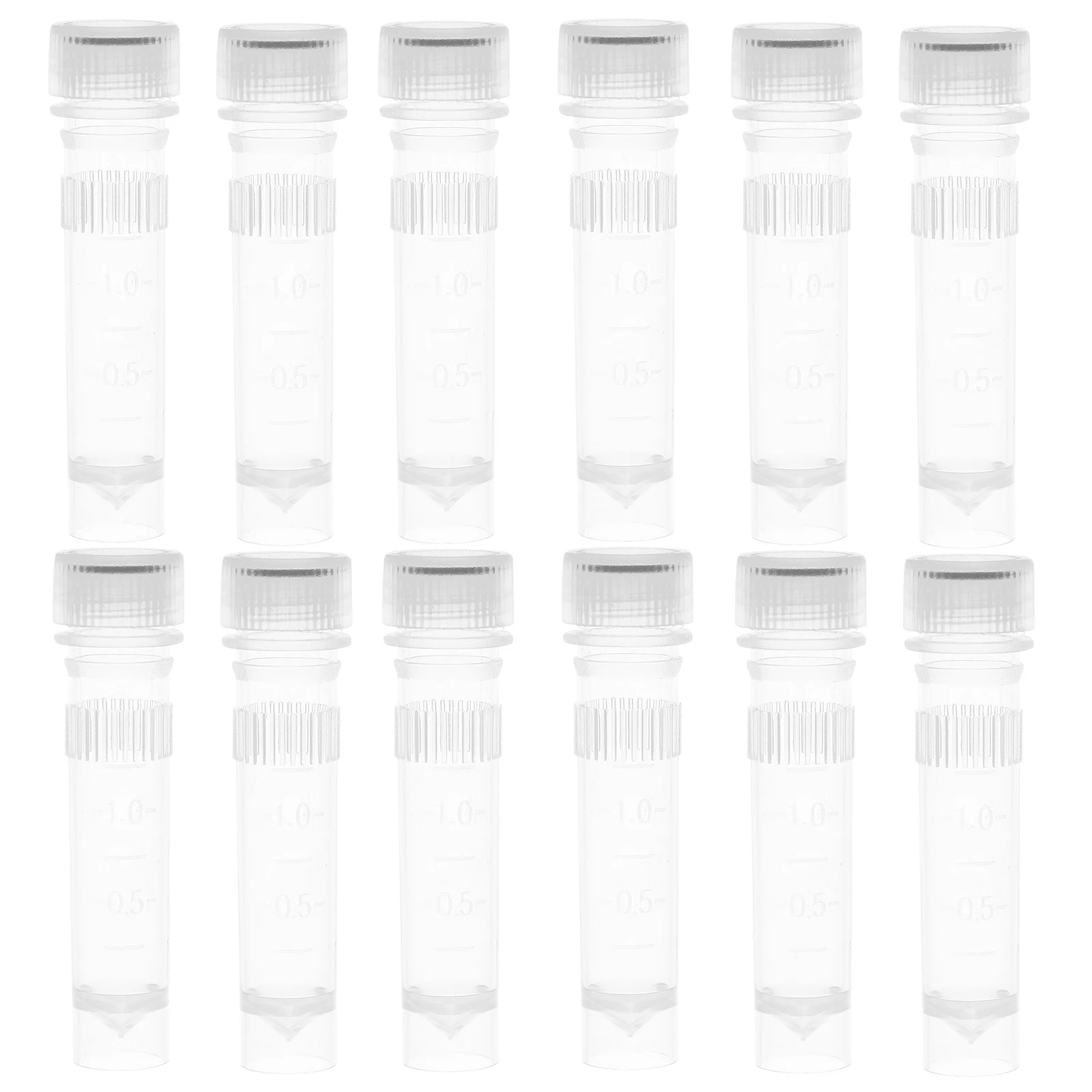

50 Pcs Cryovial Clear Tube Container Plastic Test Tubes Storage Containers with Hat