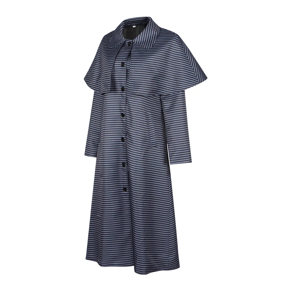 

Карнавальный костюм для девочек Wed Family, черное готическое пальто в клетку, длинное пальто на Хэллоуин, карнавальная форма, наряд