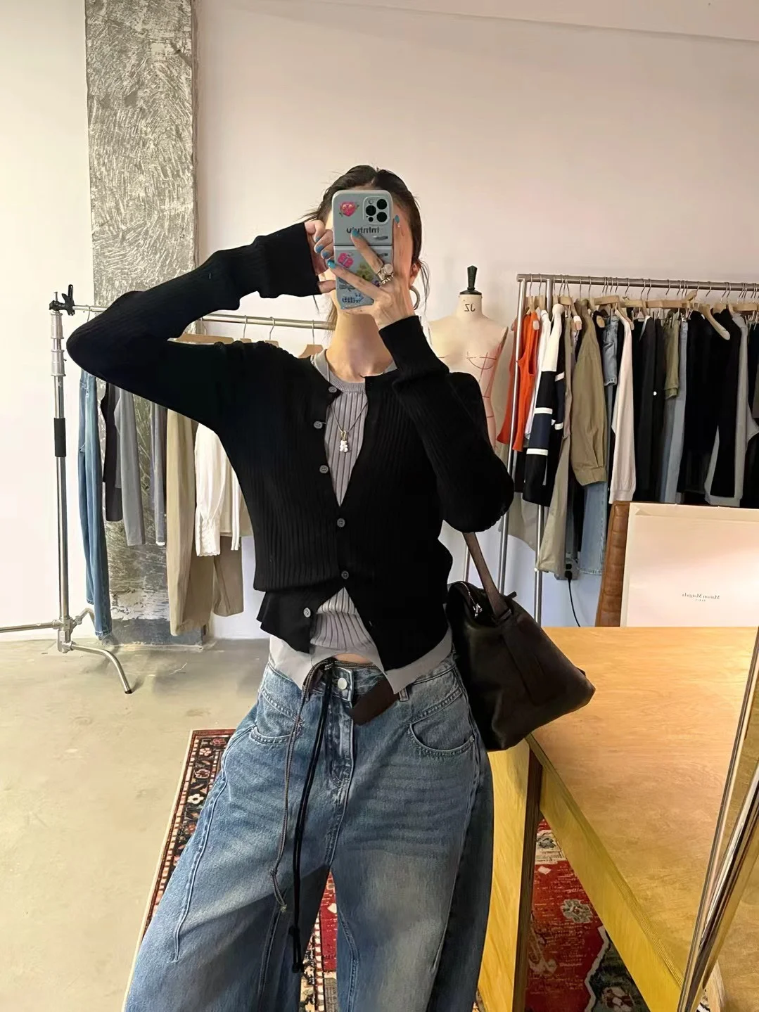 

CHICYAN Весенний комплект из двух предметов: эластичный облегающий базовый топ и вязаная кофта с длинным рукавом для женщин