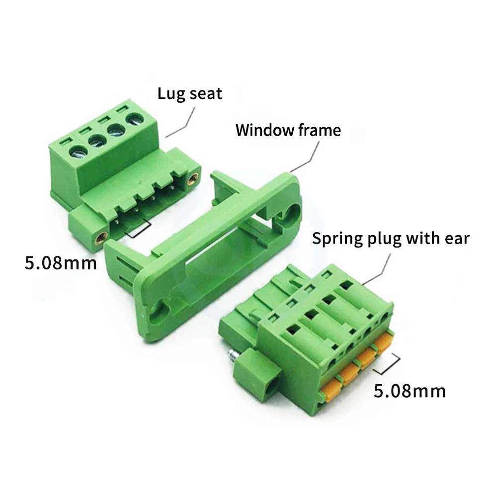 (1 Sets) KF 2EDGWC 15EDGWC 5.08mm Solderless Through-Wall Terminal 2EDGKDM + 2EDGKPM + 2EDGWC Flanged Fixing Frame Spring Plug