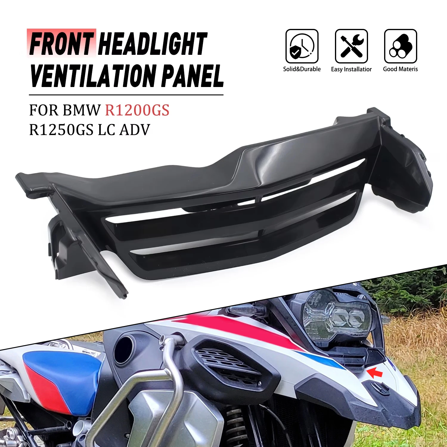 

Accessories Moto For BMW R1200GS R1250GS LC ADV Adventure 2013-2022 Front Headlight Air Vent Panel Trim Fairing Mounting Bracket