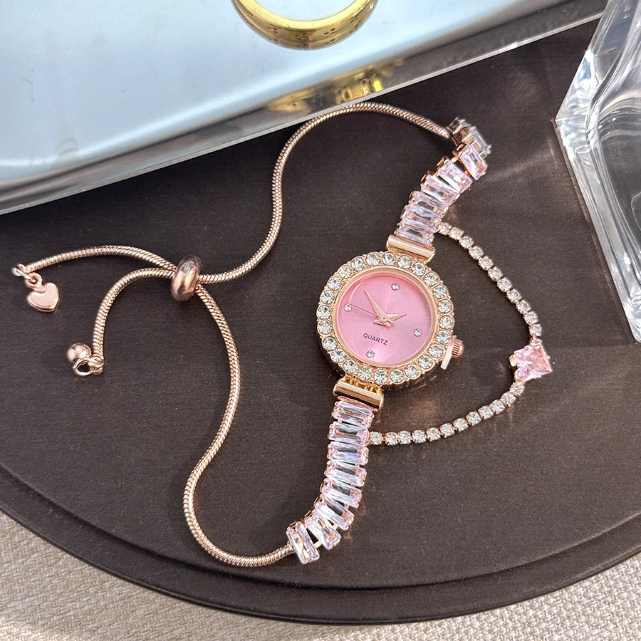 Nuovo orologio da donna di moda di lusso tempestato di diamanti, temperamento studentesse, orologio da polso con ciondolo in zircone, orologio al quarzo