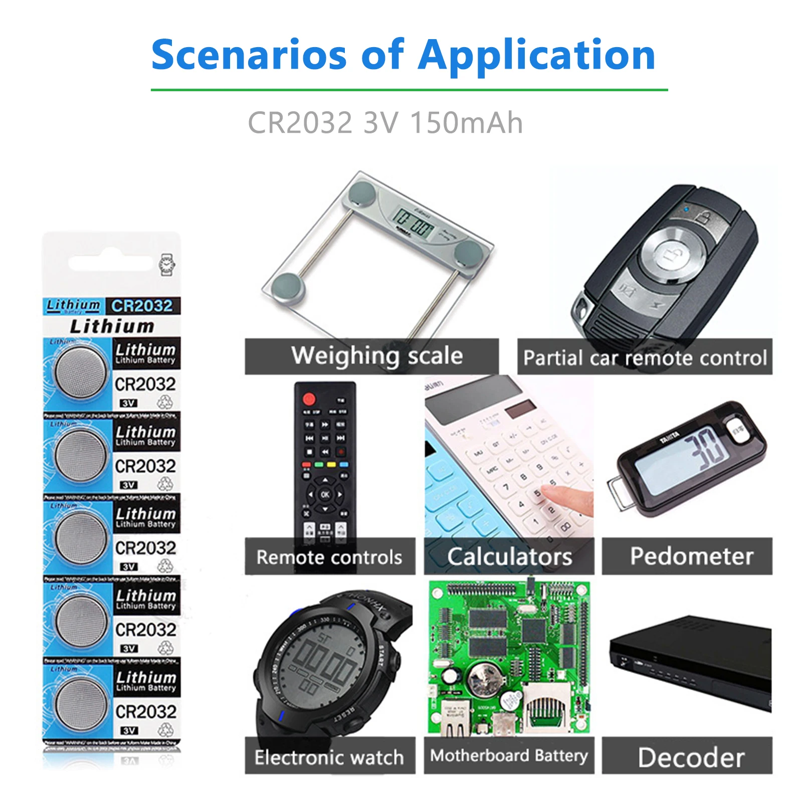 5-100Pcs CR2032 3V Lithium Button Battery For Watch Calculator Clock Remote Control Toys 100% New CR 2032 Button Coins Battery