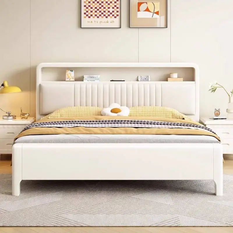 

Room European Base Double Bed Frame High Sleeper Adults Storage Double Bed Bedroom Luxury White Schlafzimmer Bett Home Furniture