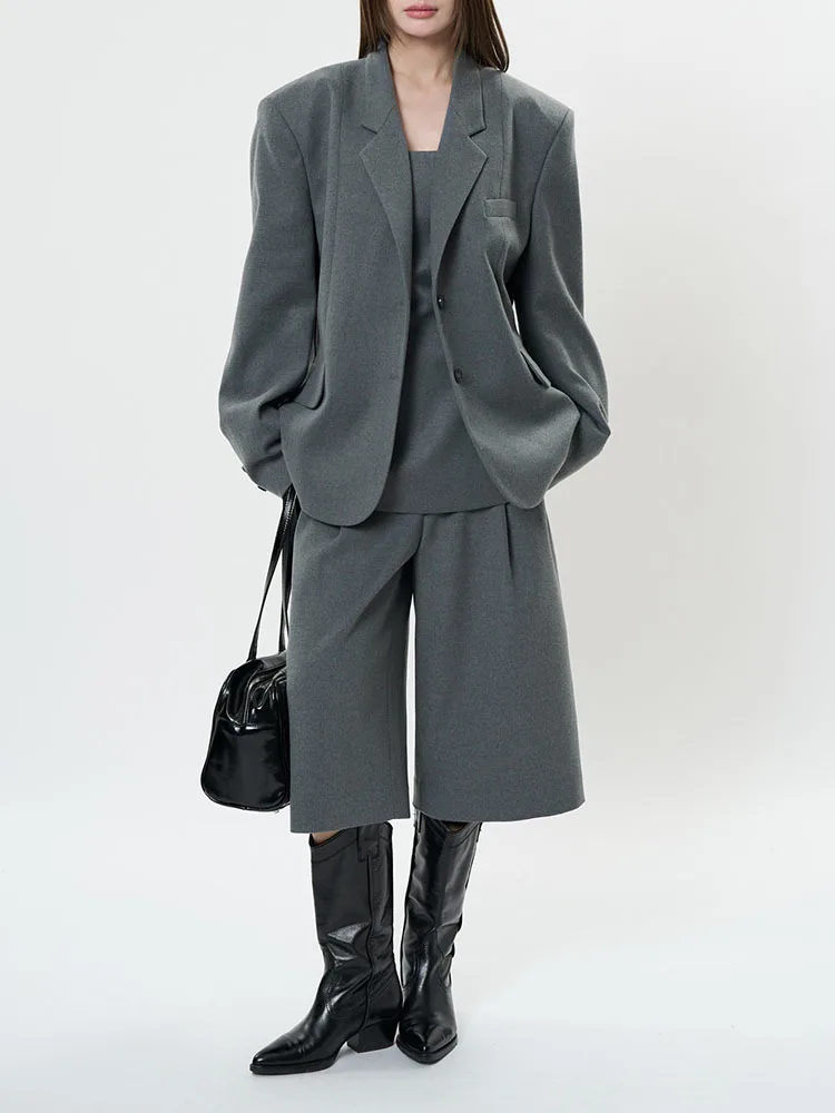 FANAN Solid Minimalism Blazers For Women Single Breasted Long Sleeve Office Lady Loose Jackets Fashion Female Coats 2025 New