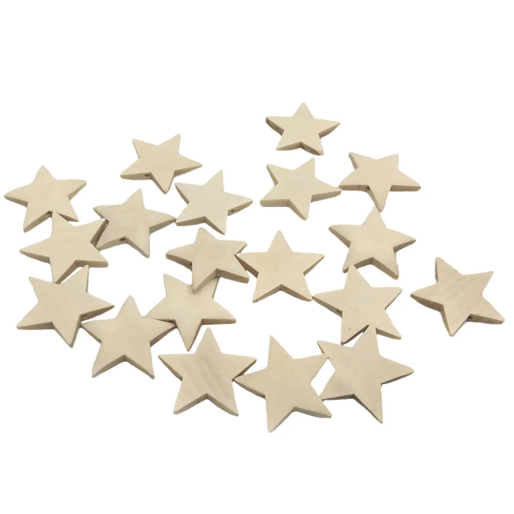 

400Pcs Wood Pentagram Craft Pieces Natural Color 2mm Thick 10mm Wide DIY Painting Decoration Festival Wedding Table Ornament