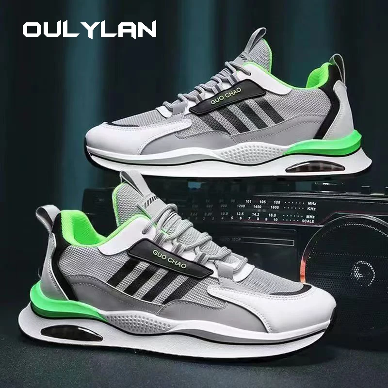 Zapatillas de correr con amortiguación a la moda para hombre, zapatillas de deporte de malla antideslizantes ligeras para caminar al aire libre, zapatillas de tenis